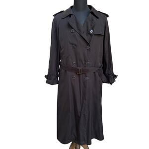 Vintage Foxrun Two Chocolate Brown Trench Coat w/Liner Size 16
